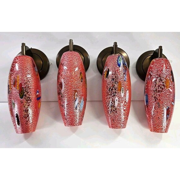 Genuine Hand Blown Lavai Art Glass Lamp Sconce Murano 4 Available Red + Multi - Picture 2 of 16